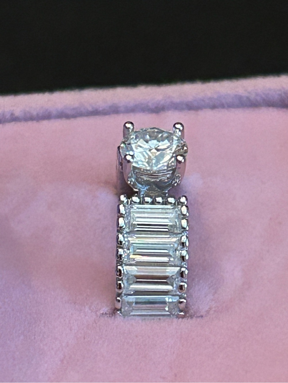 1.50CTW 925 Sterling Silver Ring w/Round Moissanite Center & Baguette Accents - Picture 3 of 13